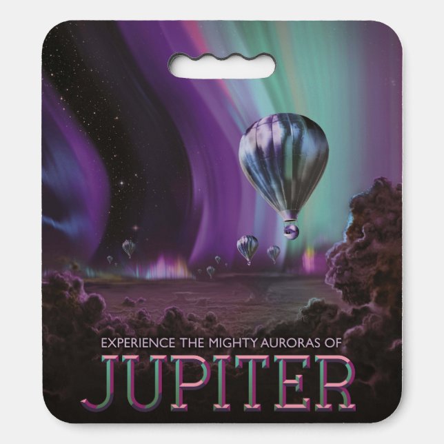Jupiter Travel by Hot Air Balloon Bighty Auroras Seat Cushion (Front Vertical)