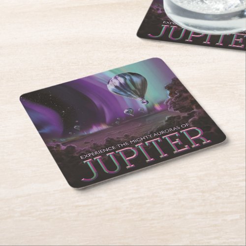 Jupiter Travel by Hot Air Balloon Bighty Auroras Square Paper Coaster