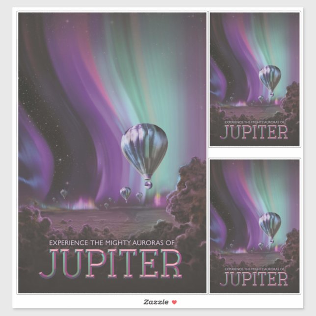 Jupiter Travel by Hot Air Balloon Bighty Auroras Sticker (Sheet)