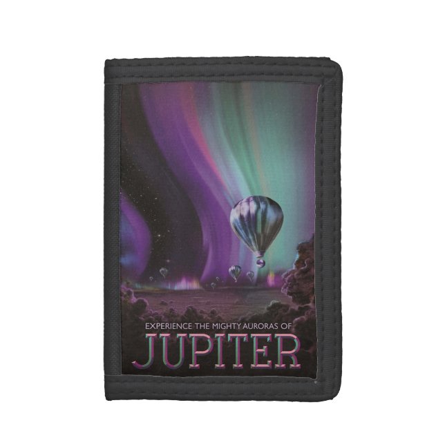 Jupiter Travel by Hot Air Balloon Bighty Auroras Trifold Wallet (Front Vertical)