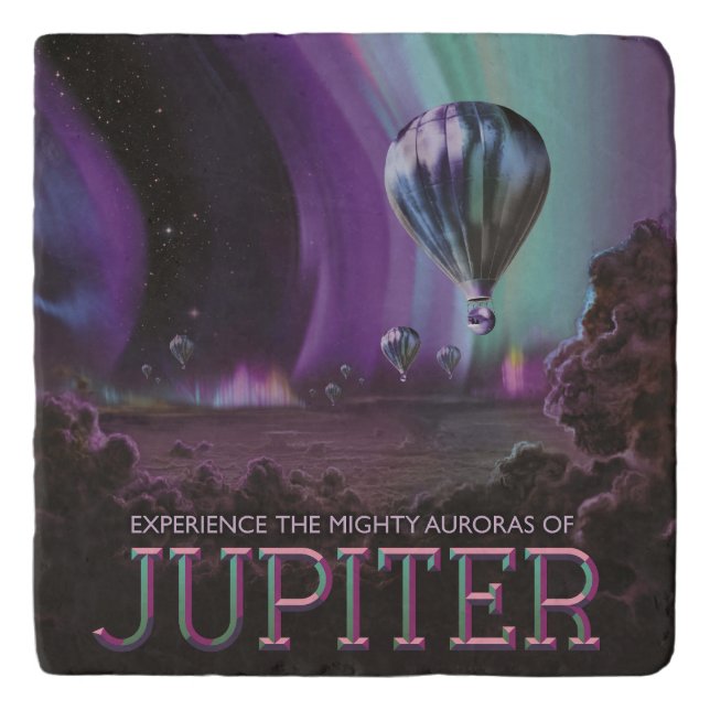 Jupiter Travel by Hot Air Balloon Bighty Auroras Trivet (Front)