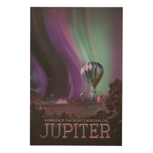 Jupiter Travel by Hot Air Balloon Bighty Auroras Wood Wall Art