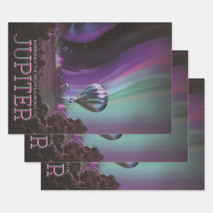 Jupiter Travel by Hot Air Balloon Bighty Auroras Wrapping Paper Sheets