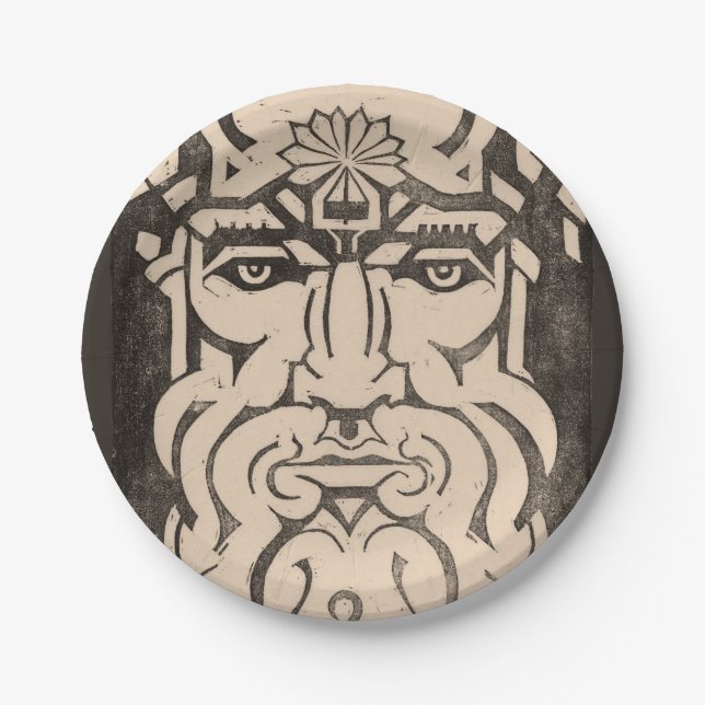 Jupiter Zeus King of Gods Greek Mythology Black Paper Plates (Front)