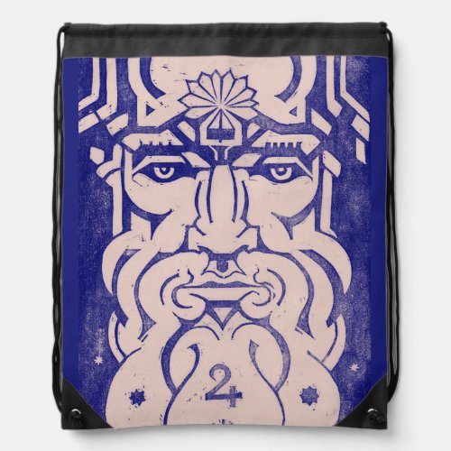 Jupiter Zeus King of Gods Greek Mythology Blue Drawstring Bag