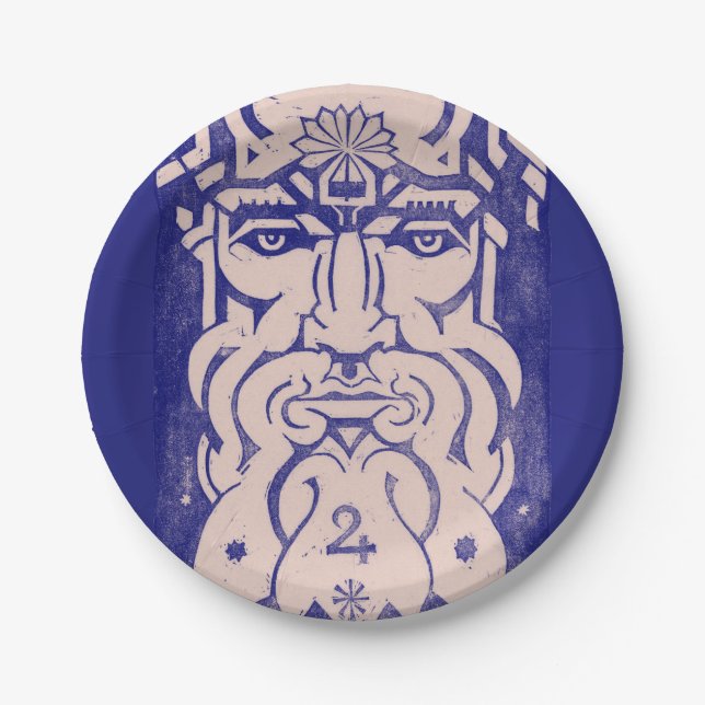 Jupiter Zeus King of Gods Greek Mythology Blue Paper Plates (Front)