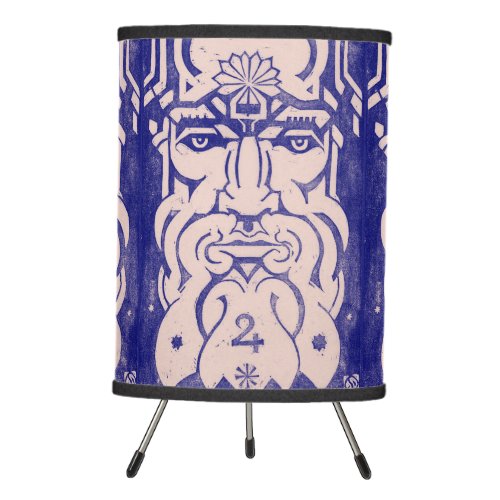 Jupiter Zeus King of Gods Greek Mythology Blue Tripod Lamp