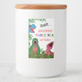 Jurasic World Three Rex Kid's 3rd Birthday Food Label