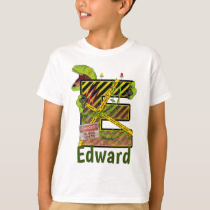 Jurassic Alphabet Initial Letter Custom Name E T-Shirt