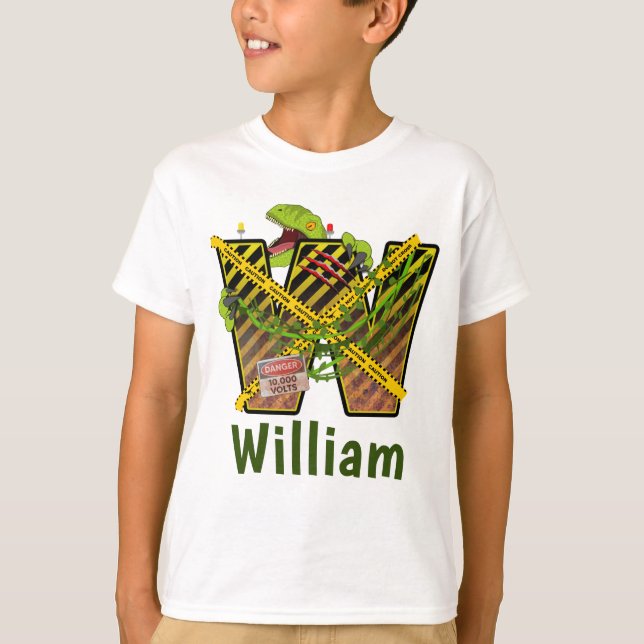 Jurassic Alphabet | Initial Letter Custom Name | W T-Shirt (Front)