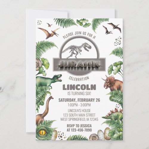Jurassic Birthday Invitation Jurassic Invite