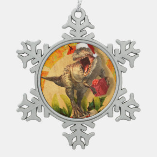 Jurassic Christmas (I) Snowflake Pewter Christmas Ornament