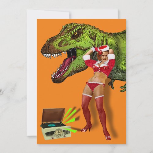 Jurassic Christmas Pin_Up Holiday Card