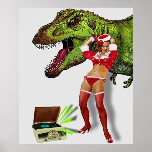 Jurassic Christmas Pin_Up Poster