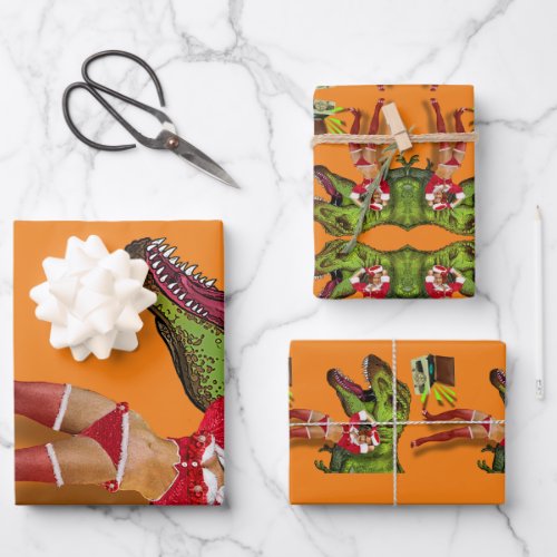 Jurassic Christmas Pin_Up Wrapping Paper Sheets