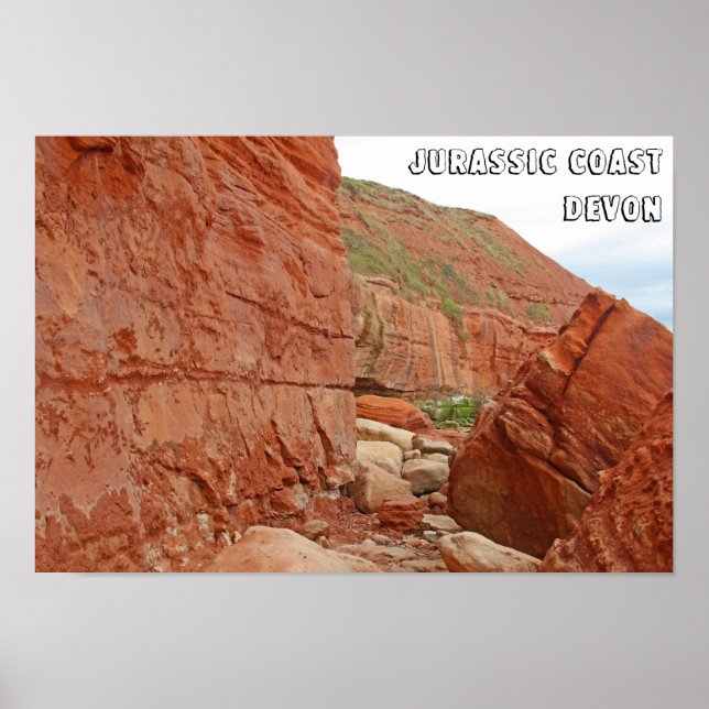 Jurassic Coast red rocks, Devon, England Poster (Front)