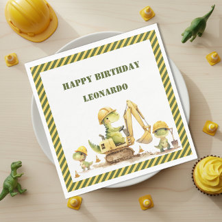 Jurassic Construction Zone Boy Birthday Napkins