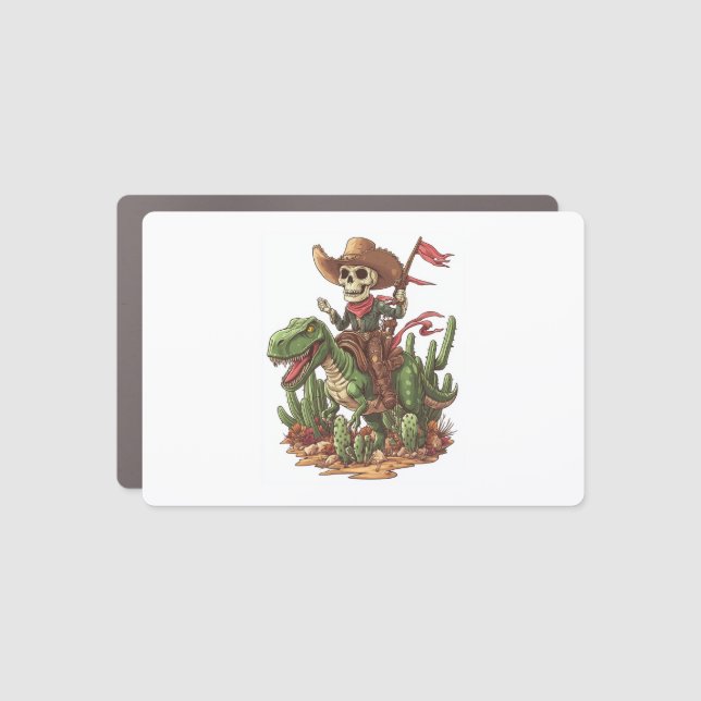 Jurassic Cowboy Skull � Funny Dino Rodeo Car Magnet (Front)