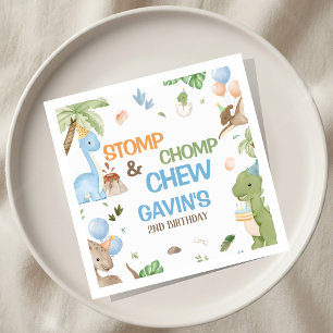Jurassic Cute Dinosaur Birthday Party Paper Napkin