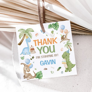 Jurassic Cute Dinosaur Birthday Party Square Favor Tags