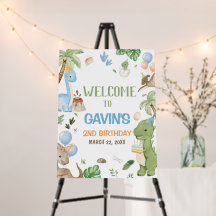 Jurassic Cute Dinosaur Birthday Party Welcome Sign