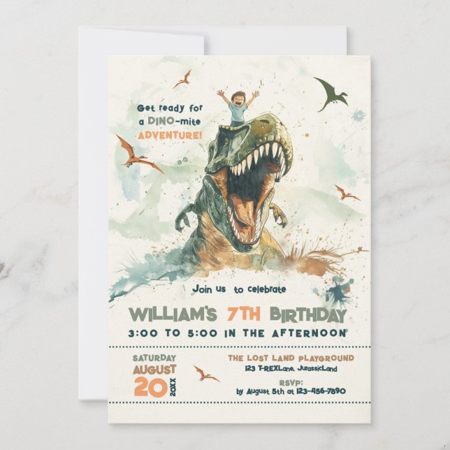 Jurassic Dino Ride Birthday Party  Invitation (Front)