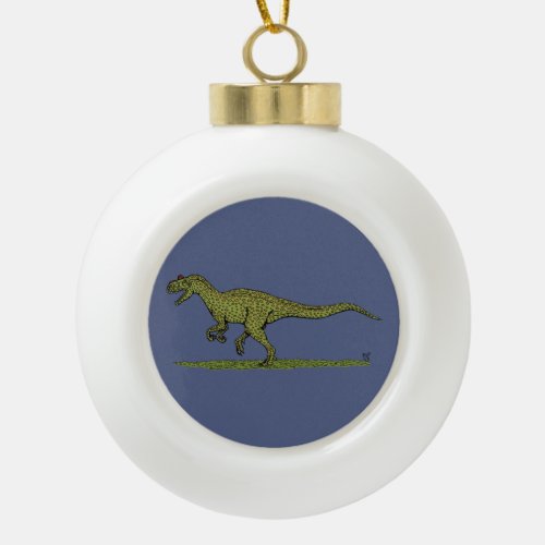Jurassic Dinosaur Allosaurus Ceramic Ball Christmas Ornament