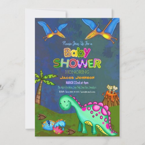 Jurassic Dinosaur Baby Shower Celebration Invitation