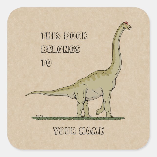 Jurassic Dinosaur Brachiosaurus Bookplate (Front)