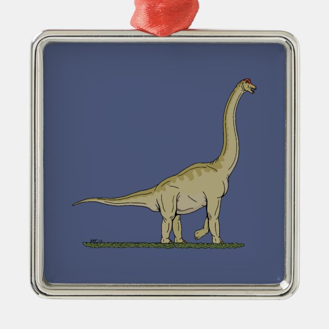 Jurassic Dinosaur Brachiosaurus Metal Ornament (Front)