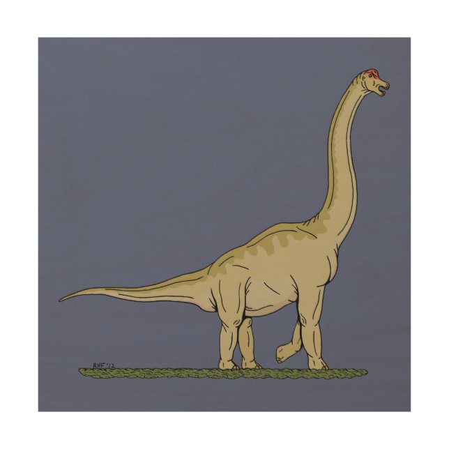 Jurassic Dinosaur Brachiosaurus Wood Wall Art (Front)