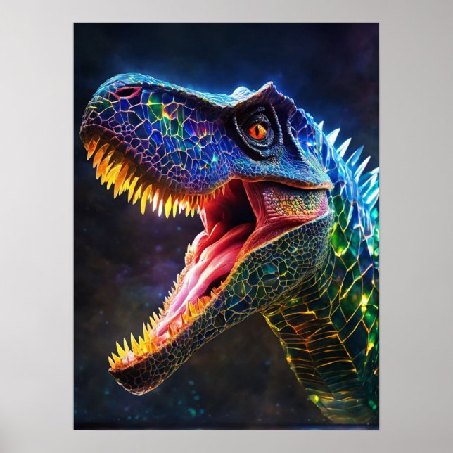 Jurassic Dinosaur Poster - Prehistoric T-Rex Art (Front)