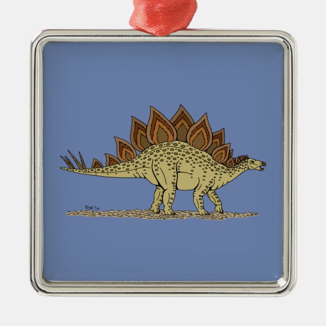 Jurassic Dinosaur Stegosaurus Metal Ornament (Front)