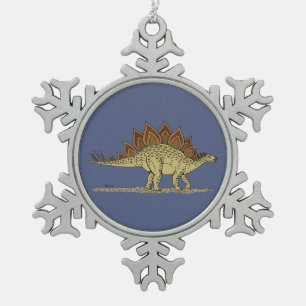 Jurassic Dinosaur Stegosaurus Snowflake Pewter Christmas Ornament
