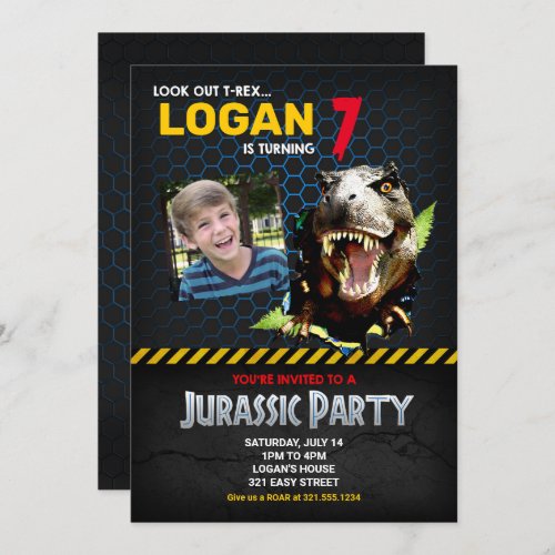 Jurassic Dinosaur Themed Birthday Party Invitation