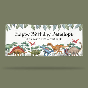 Jurassic Dinosaurs Birthday Banner by special_stationery at Zazzle