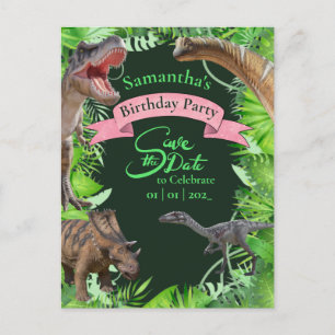 Jurassic Dinosaurs Jungle Girly Postcard