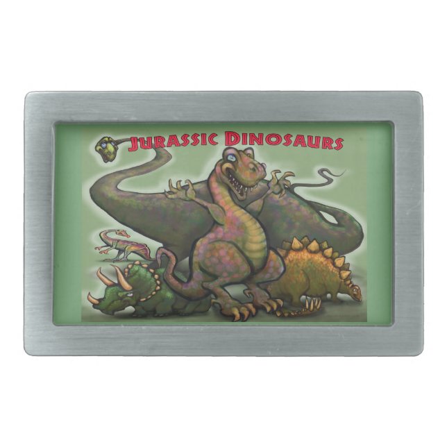 Jurassic Dinosaurs Rectangular Belt Buckle (Front)