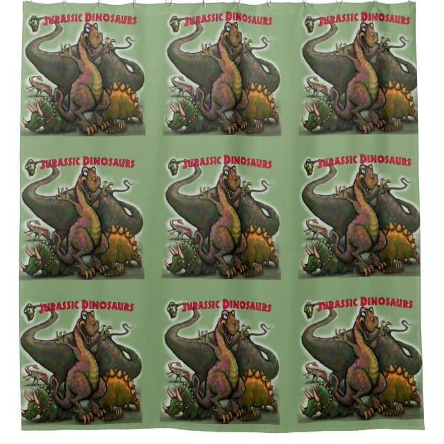 Jurassic Dinosaurs Shower Curtain (Front)