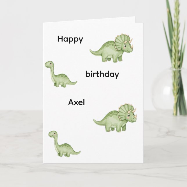 Jurassic green dinosaur birthday card editable (Front)