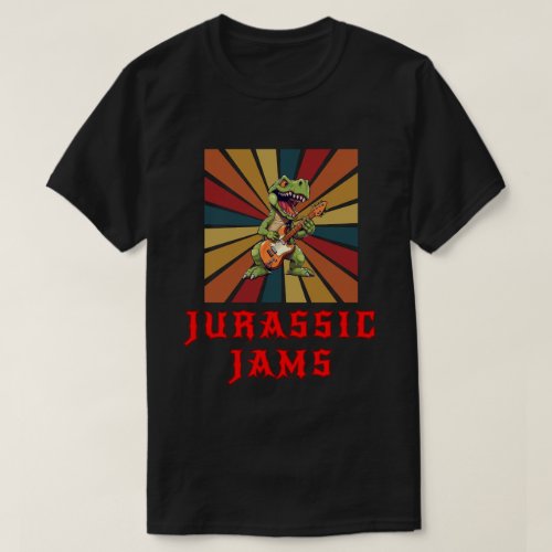 Jurassic Jams Rock n Rawr  Dinosaur art T_Shirt
