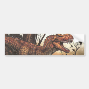 Jurassic Journey: Dinosaur in its Natural Habitat Bumper Sticker