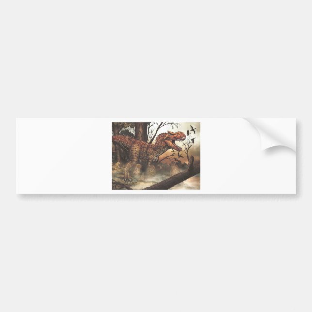 Jurassic Journey: Dinosaur in its Natural Habitat Bumper Sticker (Front)