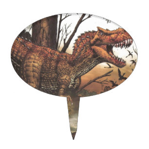 Jurassic Journey: Dinosaur in its Natural Habitat Cake Topper