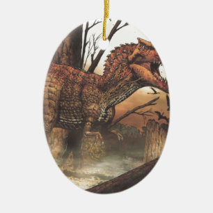 Jurassic Journey: Dinosaur in Its Natural Habitat Ceramic Ornament