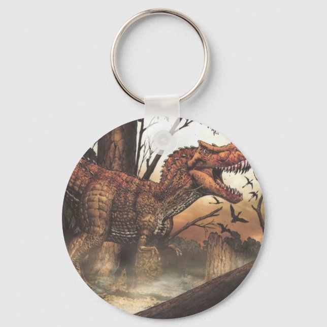 Jurassic Journey: Dinosaur in its Natural Habitat Keychain (Front)