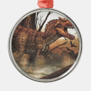 Jurassic Journey: Dinosaur in Its Natural Habitat Metal Ornament