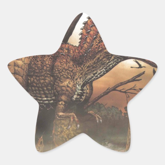 Jurassic Journey: Dinosaur in its Natural Habitat Star Sticker (Front)