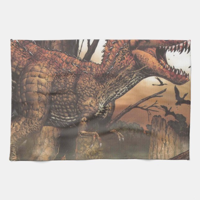 Jurassic Journey: Dinosaur in its Natural Habitat Towel (Horizontal)