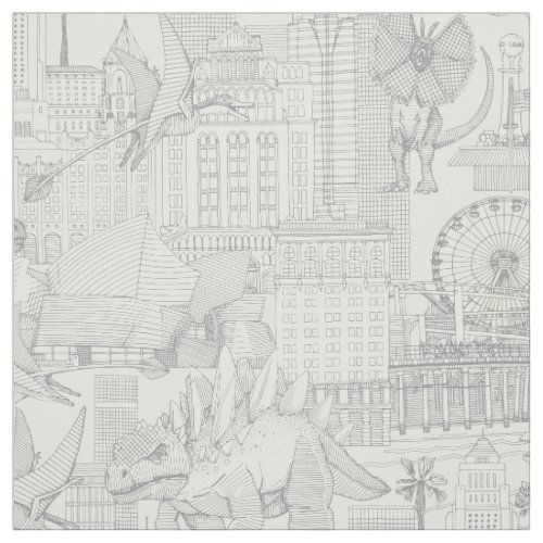 Jurassic LA toile silver pearl Fabric